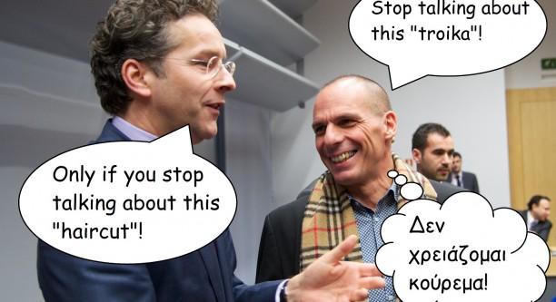 Diese Unterhaltung zwischen Jeroen Dijsselbloem (l.) und Yanis Varoufakis (r.) ist der Fantasie unseres Autors entsprungen. Foto © European Union