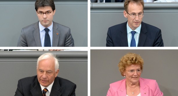 Die Rebellen Mark Helfrich, Detlef Seif, Cajus Caesar und Sylvia Pantel (v.l.o.n.r.u.) © Deutscher Bundestag/Achim Melde
