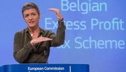 Um soo viel hat Belgien die EU-Steuerzahler besch***. Wettbewerbskommissarin Margrethe Vestager erläutert die Kommissionsentscheidung © European Union 2016